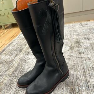 Black Leather Knee-High Boots